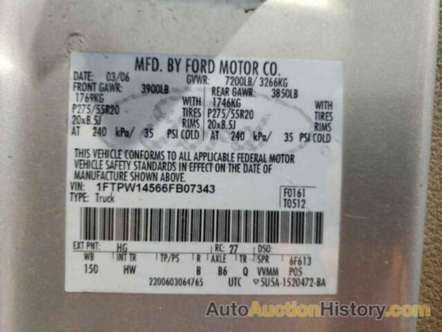 FORD F-150 SUPERCREW, 1FTPW14566FB07343