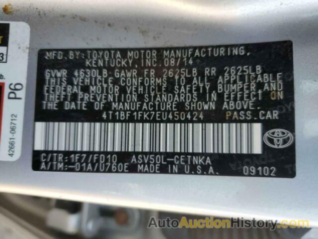 TOYOTA CAMRY L, 4T1BF1FK7EU450424