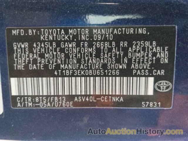 TOYOTA CAMRY BASE, 4T1BF3EK0BU651266