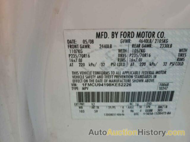 FORD ESCAPE LIMITED, 1FMCU94198KE52226