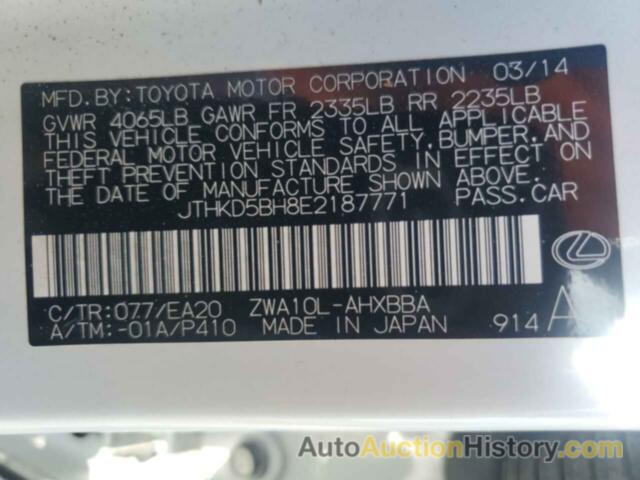 LEXUS CT 200 200, JTHKD5BH8E2187771