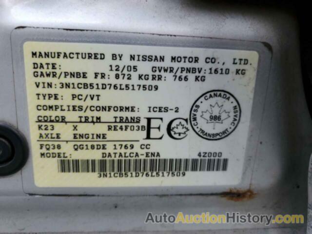 NISSAN SENTRA 1.8, 3N1CB51D76L517509