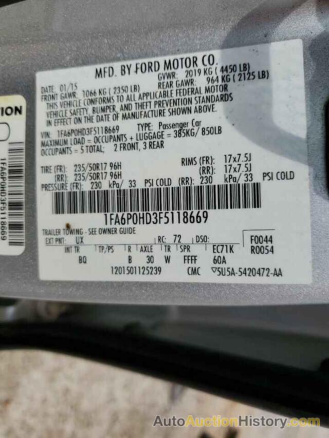 FORD FUSION SE, 1FA6P0HD3F5118669