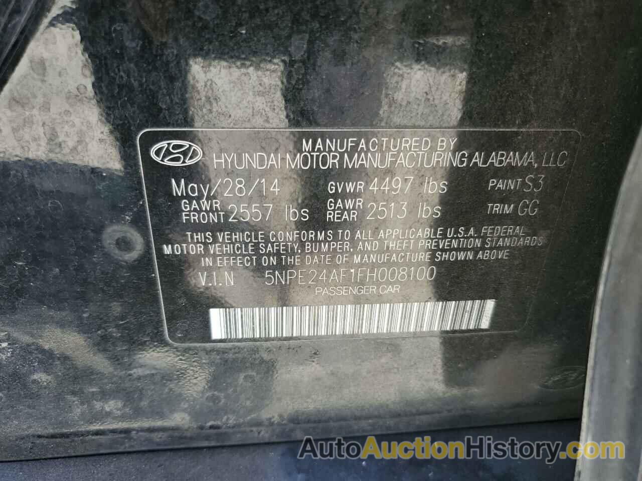 HYUNDAI SONATA SE, 5NPE24AF1FH008100