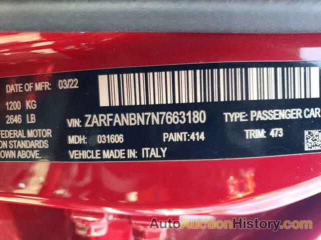 ALFA ROMEO GIULIA SUP SUPER, ZARFANBN7N7663180