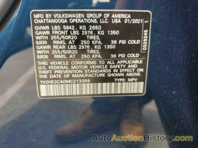 VOLKSWAGEN ATLAS SE, 1V2HE2CA0MC213358