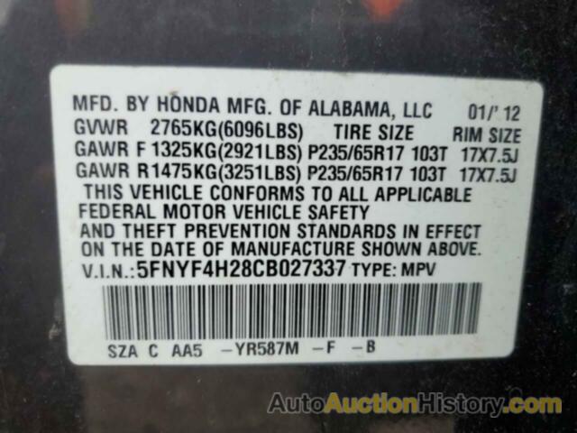 HONDA PILOT LX, 5FNYF4H28CB027337