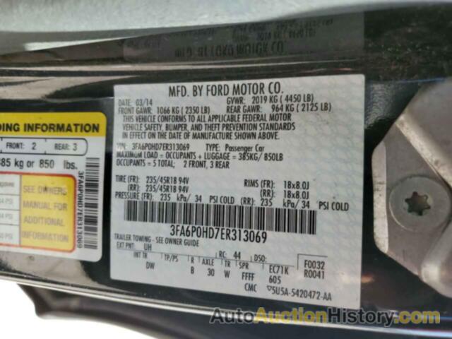 FORD FUSION SE, 3FA6P0HD7ER313069