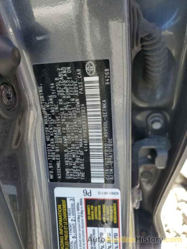 TOYOTA CAMRY L, 4T4BF1FK0ER383834