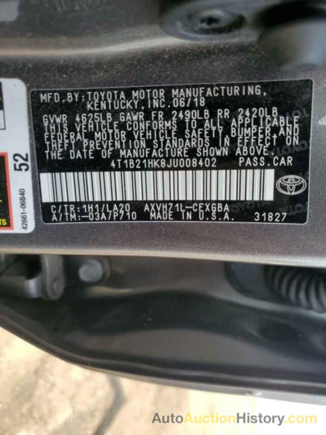 TOYOTA CAMRY HYBRID, 4T1B21HK8JU008402