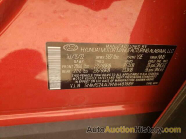 HYUNDAI SANTA FE SEL, 5NMS24AJ9NH481889