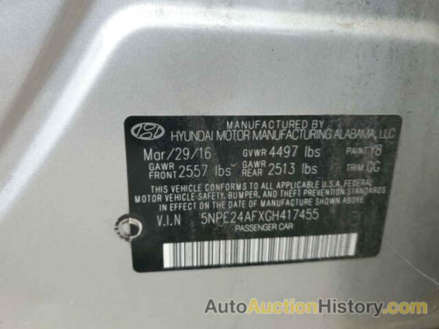 HYUNDAI SONATA SE, 5NPE24AFXGH417455