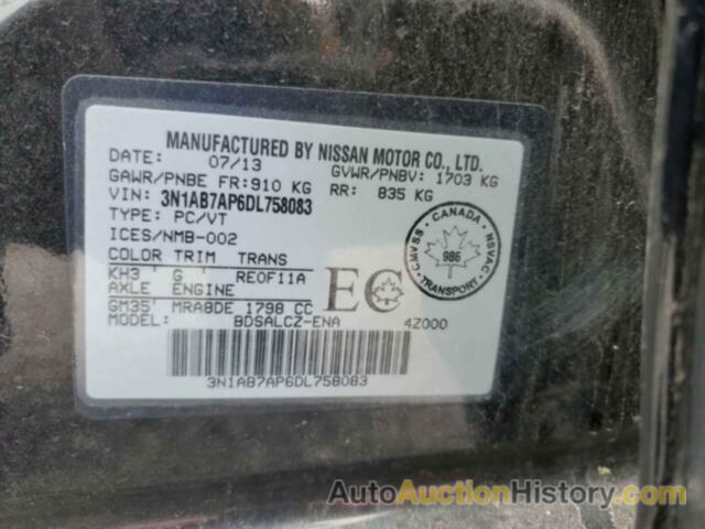 NISSAN SENTRA S, 3N1AB7AP6DL758083