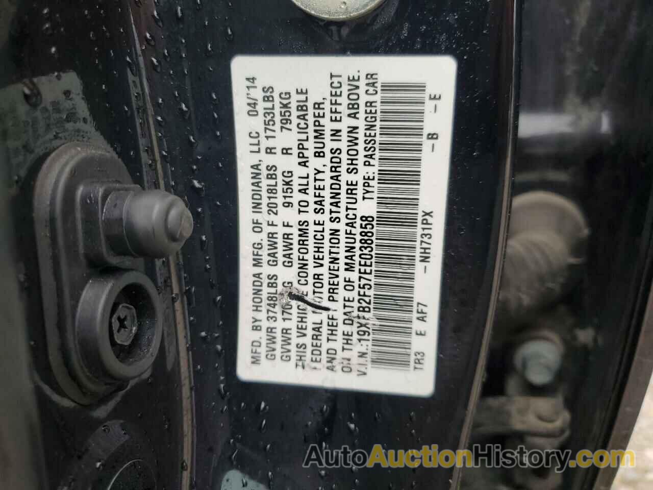 HONDA CIVIC LX, 19XFB2F57EE038858