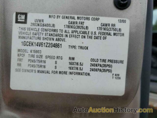 CHEVROLET ALL Models K1500, 1GCEK14V61Z204861