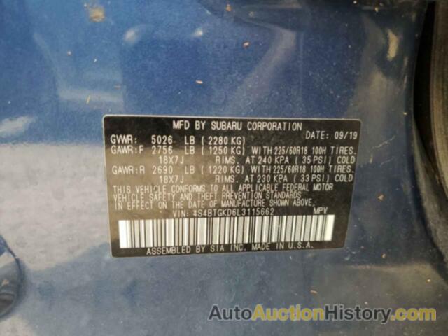 SUBARU OUTBACK ONYX EDITION XT, 4S4BTGKD6L3115662