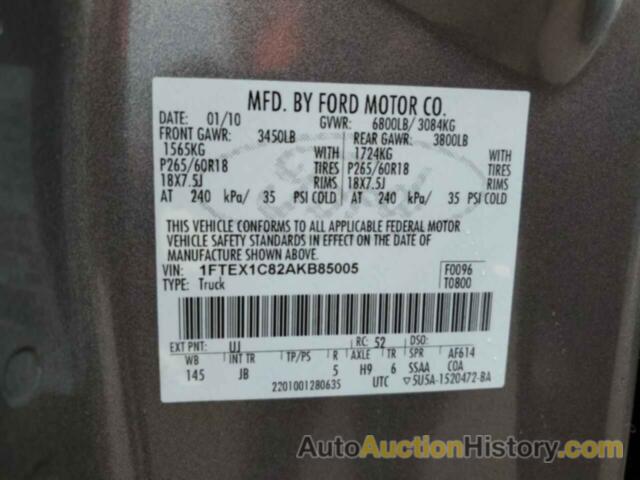 FORD F-150 SUPER CAB, 1FTEX1C82AKB85005