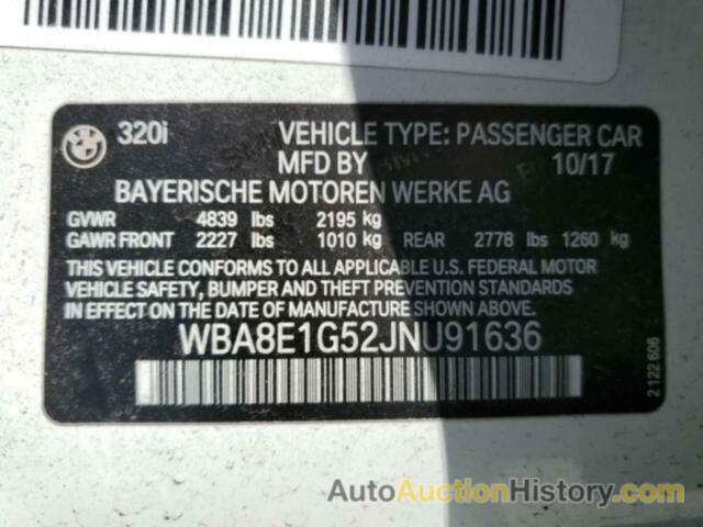 BMW 3 SERIES I, WBA8E1G52JNU91636