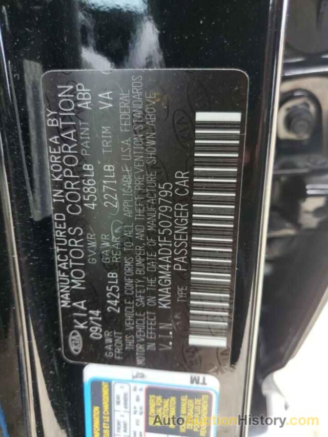 KIA OPTIMA HYBRID, KNAGM4AD1F5079795