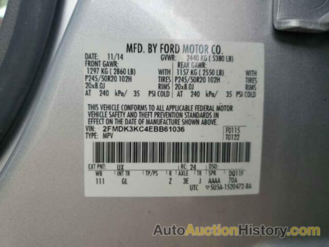 FORD EDGE LIMITED, 2FMDK3KC4EBB61036