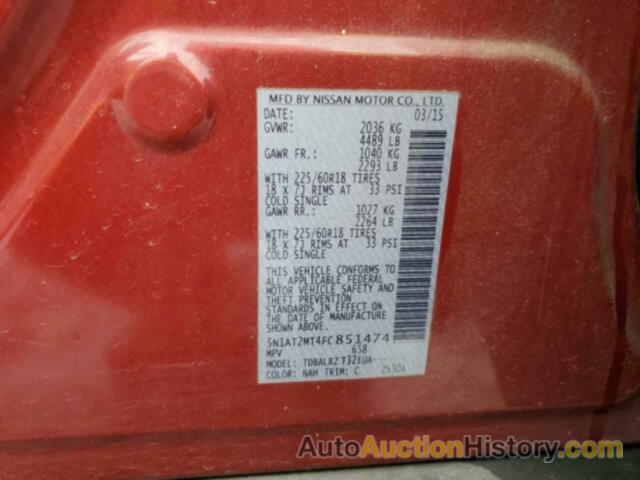 NISSAN ROGUE S, 5N1AT2MT4FC851474