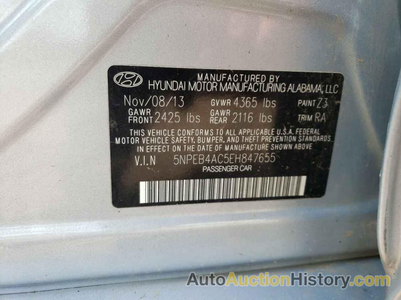 HYUNDAI SONATA GLS, 5NPEB4AC5EH847655