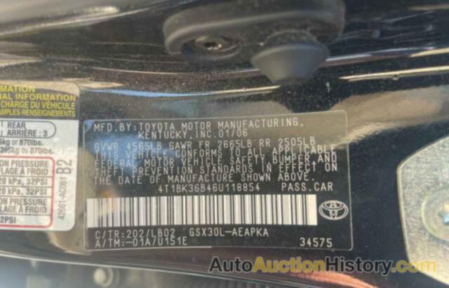 TOYOTA AVALON XL, 4T1BK36B46U118854