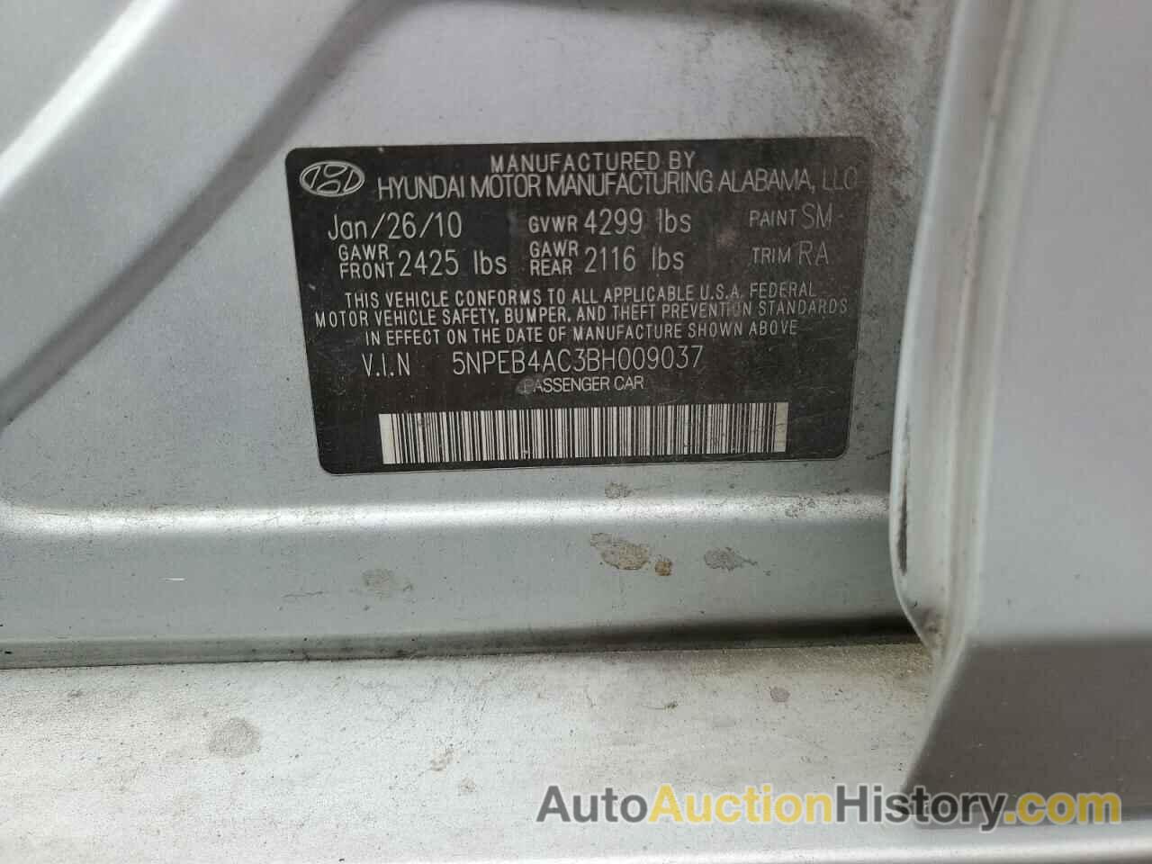 HYUNDAI SONATA GLS, 5NPEB4AC3BH009037