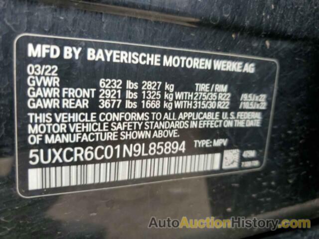 BMW X5 XDRIVE40I, 5UXCR6C01N9L85894