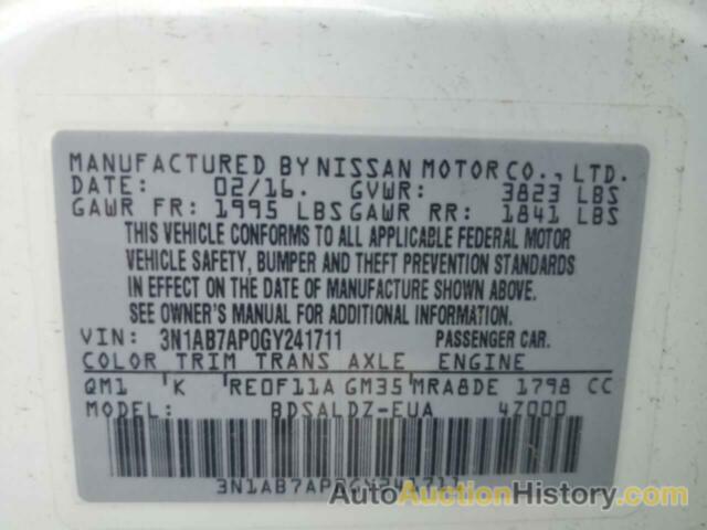 NISSAN SENTRA S, 3N1AB7AP0GY241711