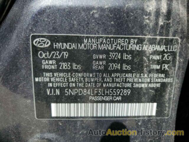 HYUNDAI ELANTRA SEL, 5NPD84LF3LH559289