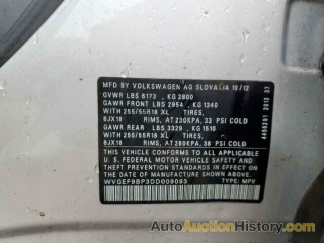 VOLKSWAGEN TOUAREG V6, WVGEF9BP3DD009093