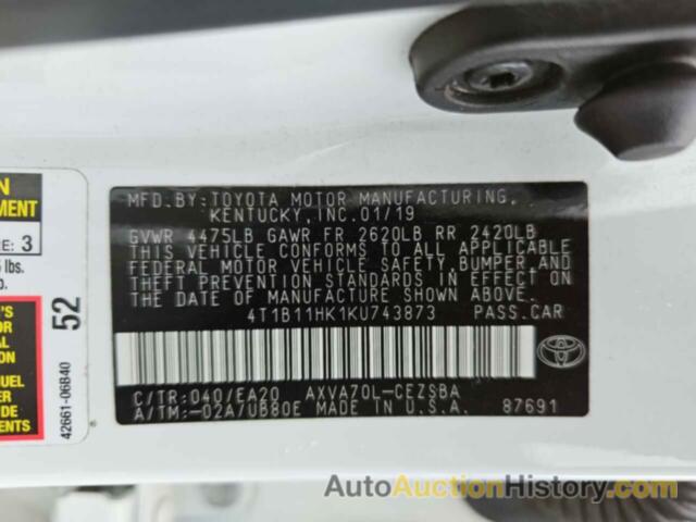 TOYOTA CAMRY L, 4T1B11HK1KU743873