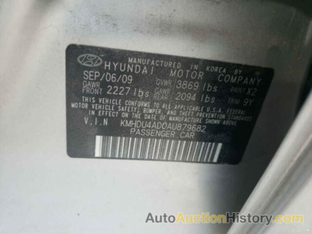 HYUNDAI ELANTRA BLUE, KMHDU4AD0AU879682