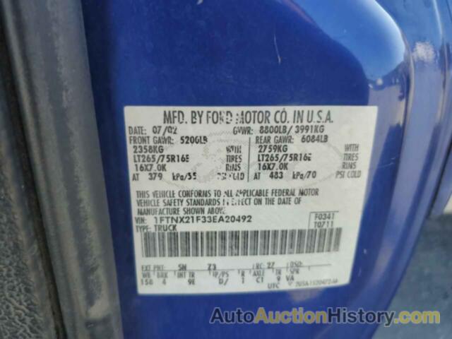 FORD F250 SUPER DUTY, 1FTNX21F33EA20492