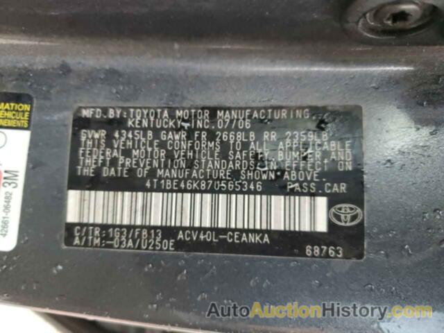 TOYOTA CAMRY CE, 4T1BE46K87U565346