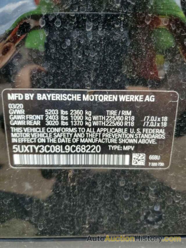BMW X3 SDRIVE30I, 5UXTY3C08L9C68220