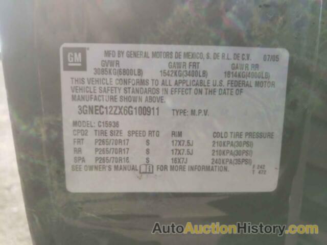 CHEVROLET AVALANCHE C1500, 3GNEC12ZX6G100911