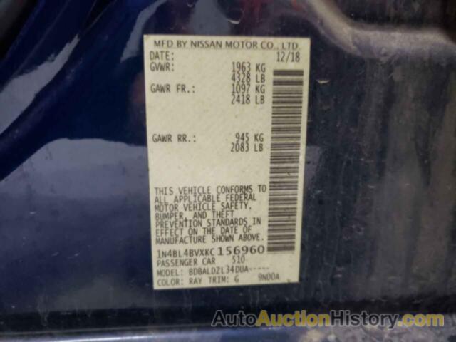 NISSAN ALTIMA S, 1N4BL4BVXKC156960