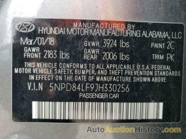 HYUNDAI ELANTRA SEL, 5NPD84LF9JH330256