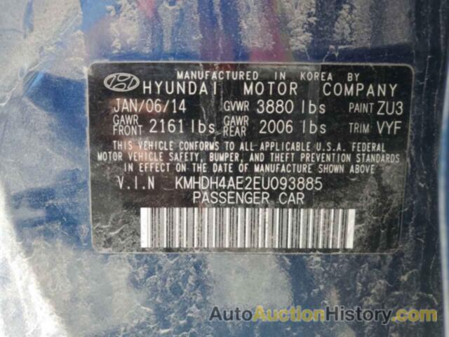 HYUNDAI ELANTRA SE, KMHDH4AE2EU093885