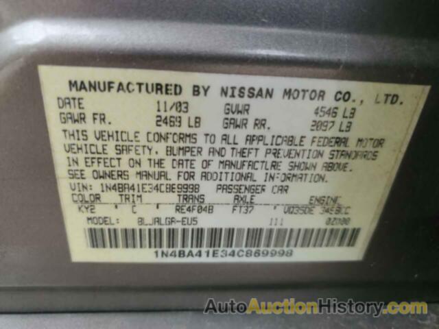 NISSAN MAXIMA SE, 1N4BA41E34C869998