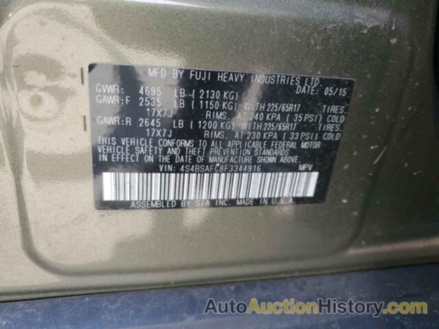 SUBARU OUTBACK 2.5I PREMIUM, 4S4BSAFC8F3344916