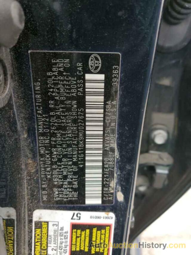 TOYOTA CAMRY SE, 4T1G11BK9MU027675