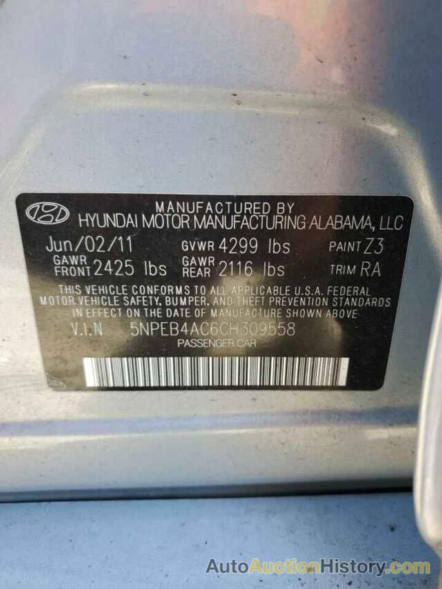 HYUNDAI SONATA GLS, 5NPEB4AC6CH309558