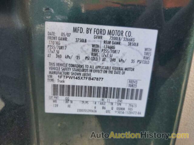 FORD F-150 SUPERCREW, 1FTPW145X7FB47877