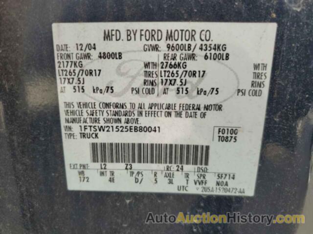 FORD F250 SUPER DUTY, 1FTSW21525EB80041