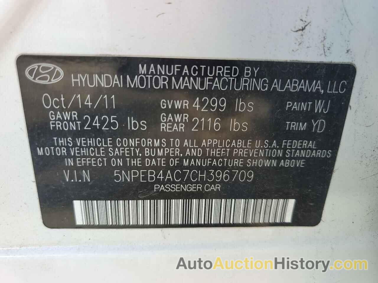 HYUNDAI SONATA GLS, 5NPEB4AC7CH396709