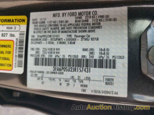 FORD FUSION TITANIUM/PLATINUM PHEV, 3FA6P0SU2JR157431