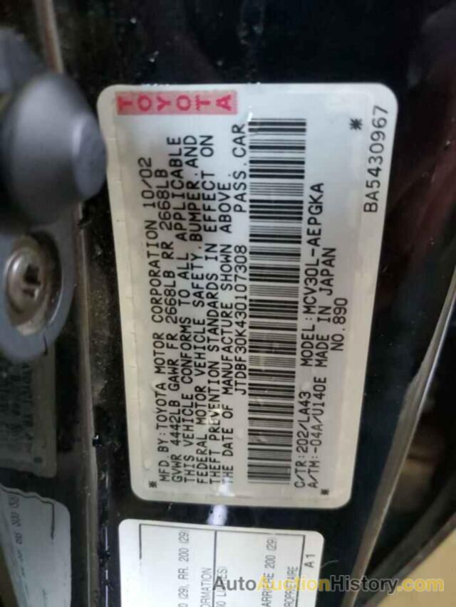 TOYOTA CAMRY LE, JTDBF30K430107308